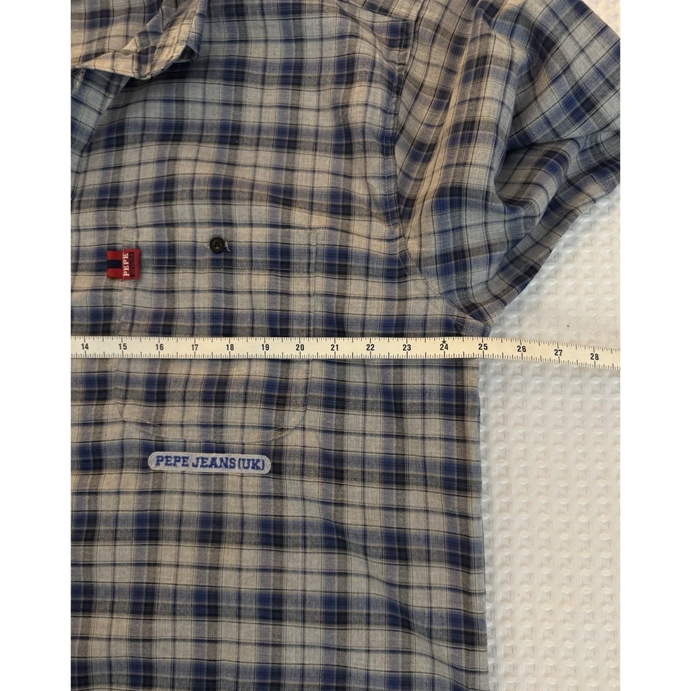 Pepe Jeans London W11-73 Mens Embroidered Button Down Plaid Shirt LG VTG 90s EUC - Picture 7 of 8